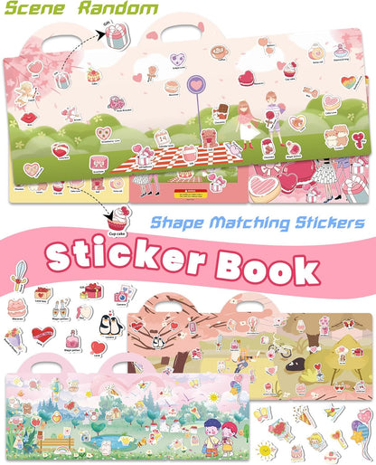 Walenced Reusable Sticker Book for Toddlers, Stickers for Kids, Toddler Sticker Book, Toddler Craft Activities, Toddler Travel Toys Ages 3 and Up Boy Girl Birthday Gifts