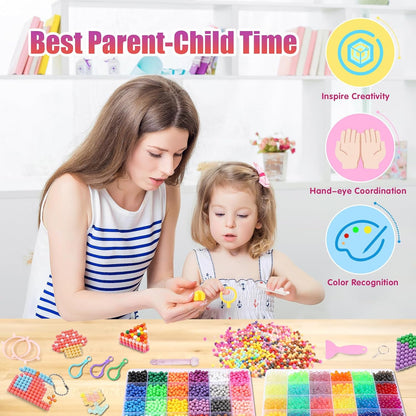 EIKEJI 7400 Pcs Non-Iron Fuse Beads Kit, 48 Colors 5mm Beads for Kids, Glow in The Dark and Glitter Refill Beads Set for Boys, Girls, Ideal Gift for New Years, Birthdays, Christmas