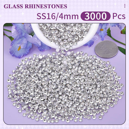 5000PCS SS6/2mm Glass Crystal Rhinestones (Clear), Bedazzling Flatback Rhinestones for Crafting DIY Crafts Nail Art Makeup Decoration, Gems Diamond Charms for Tumbler Shoes Clothing Mug