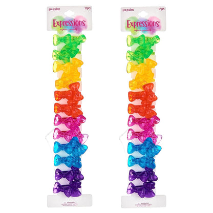 20pc Ponytailers Balls Elastics 18mm Round Opaque Multicolored Twin Beads Bauble Holders Toddler Kids Braiding Styling