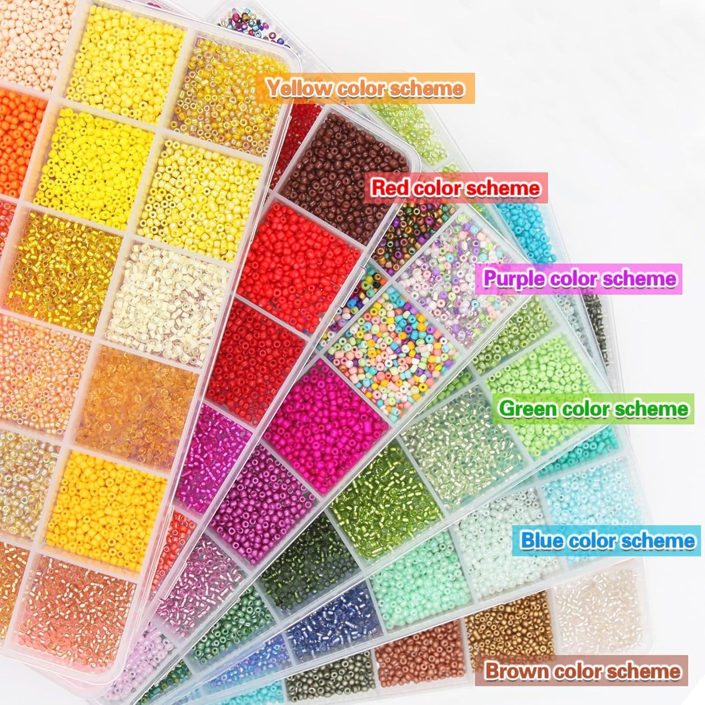 EuTengHao 3mm Glass Seed Beads for Bracelet Making Kit, 8/0 Small Craft Beads for Bracelet Necklaces Crafting Jewelry Making Supplies (36000Pcs,144 Colors)
