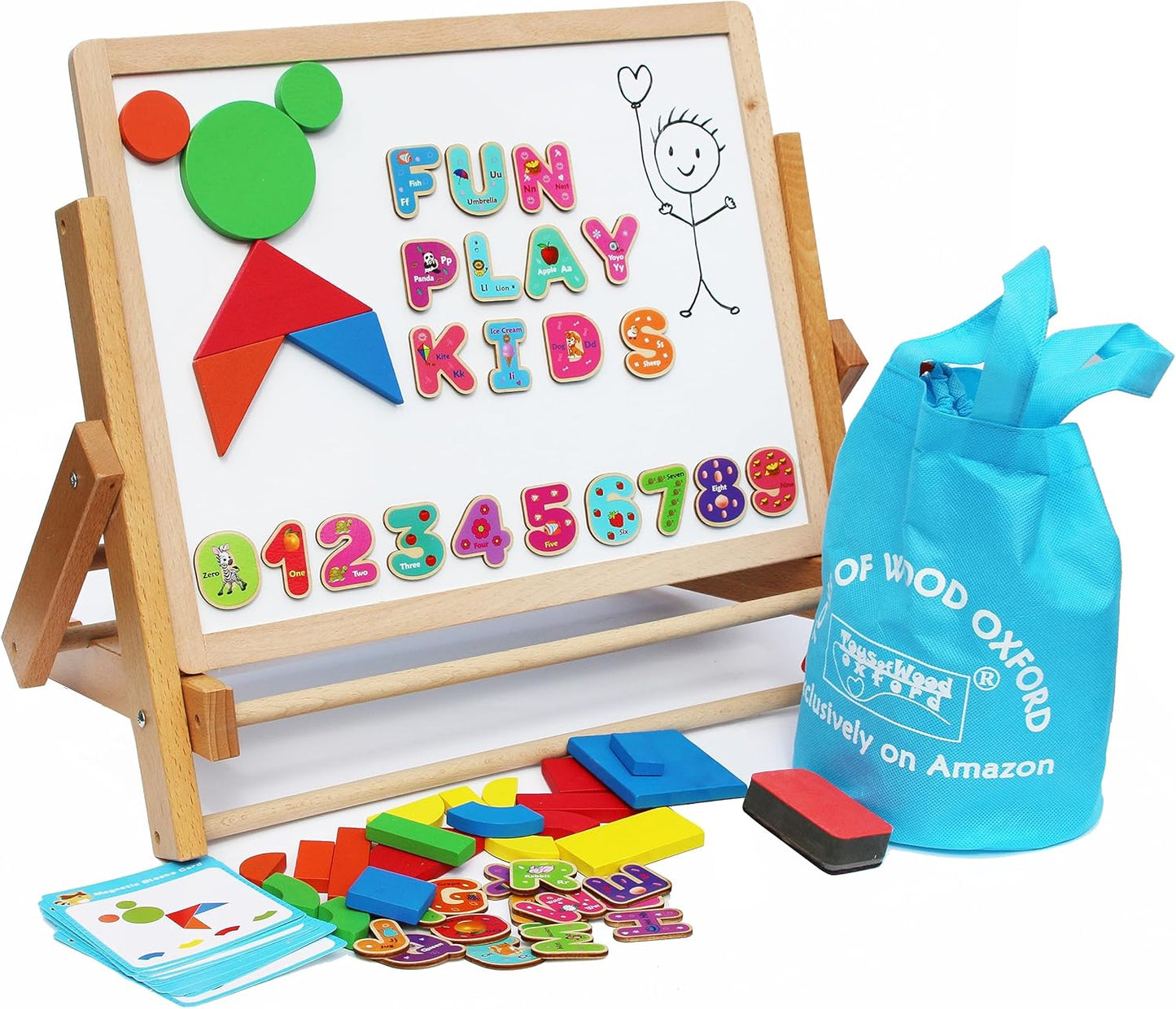Toys of Wood Oxford Wooden Magnetic Letters and Numbers - Fridge Magnets for Kids- Alphabet Letter and Number Magnets for Children- ABC and Spelling Learning Toy