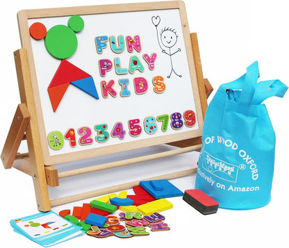 Toys of Wood Oxford Wooden Magnetic Letters and Numbers - Fridge Magnets for Kids- Alphabet Letter and Number Magnets for Children- ABC and Spelling Learning Toy