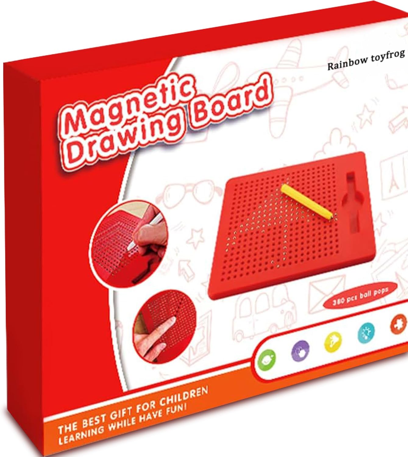 RAINBOW TOYFROG Magnetic Drawing Board - Push Peel Sensory Activity Board for Kids Ages 4-8 - Perfect Travel Toy, Magnetic Doodle Board for Kids Travel Activities