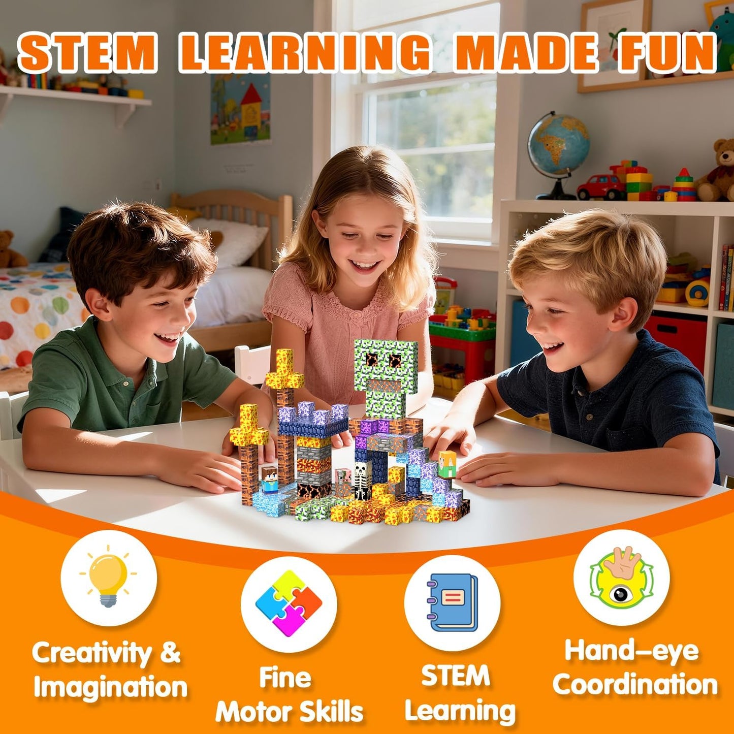Magnetic Blocks Toys for Kids, 100 PCS Building Blocks Cubes, Stacking Magnetic Tiles Toys for Kids Toddlers Boys Girls Ages 3 4 5 6 7 8-12 Birthday Gifts Party Supplies (Underworld)