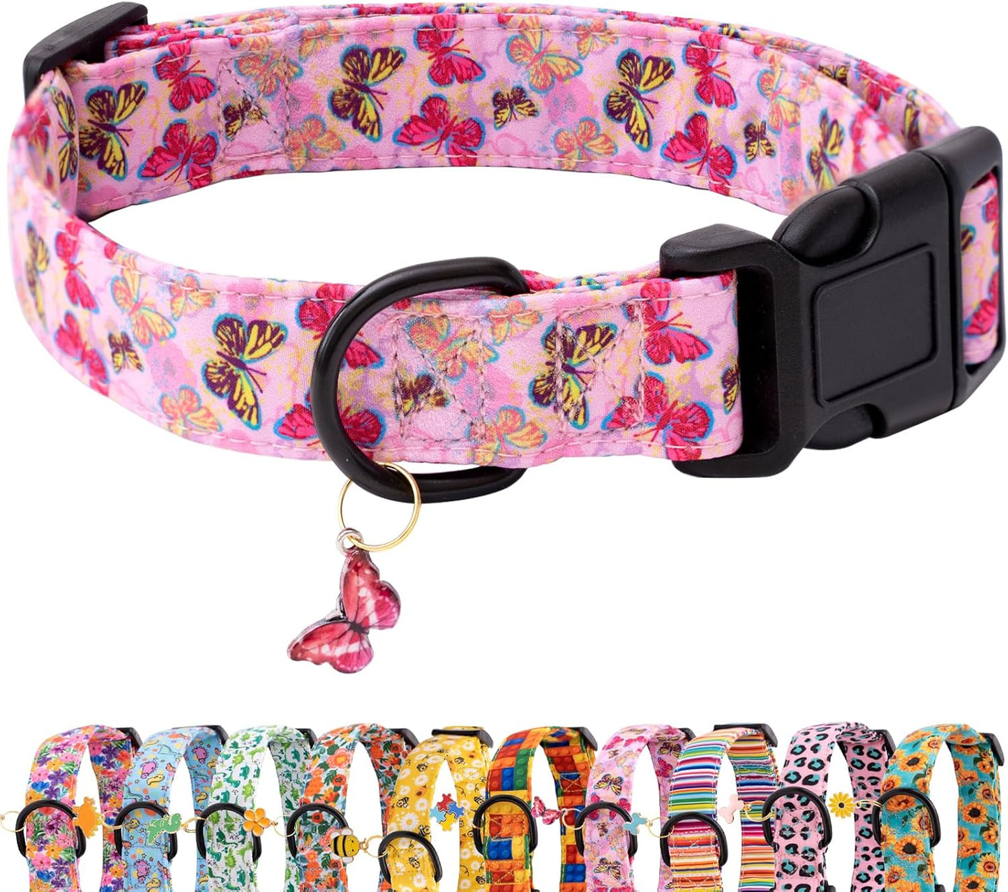 Faygarsle Dog Collar for Small Medium Large Dogs Colorful Puppy Collars for Female Dogs Toy Building Blocks Patterned Pet Collars for Summer Spring Wedding Puppy Girl Dog Collar M