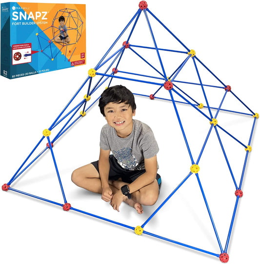 SNAPZ Ultimate Fort Builder Kit for Kids 8-12 - Sturdy Fort Building Kit for Kids 4-8 - Make & Build Ball & Stick Fort Set - Indoor STEM Tent Fort Making Toy