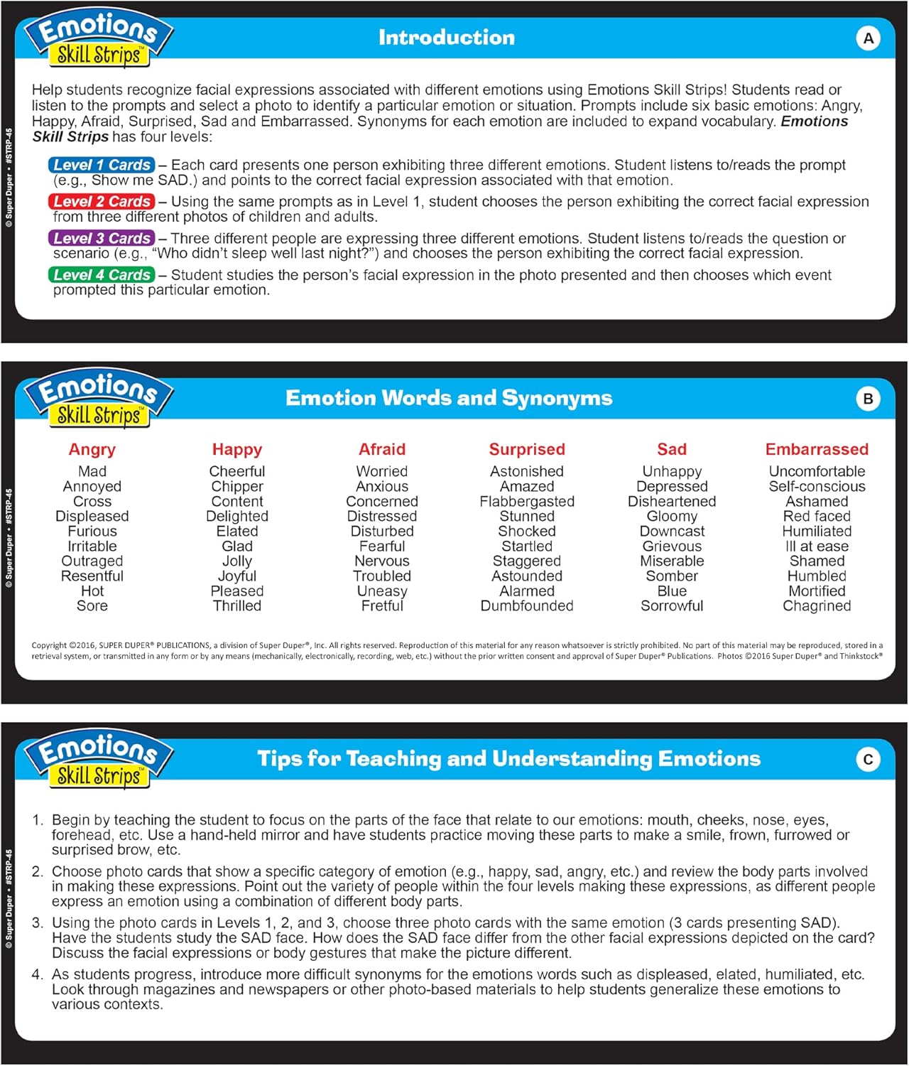 Super Duper Publications | Emotions Skill Strips® Photo Flash Cards | Educational Learning Resource for Children