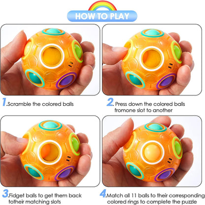 Vdealen Magic Rainbow Puzzle Ball, Fidget Ball Puzzle Brain Teaser Fidget Toy for Boys & Girls- Birthday Party Easter Valentines Christmas Stocking Stuffers for Kids Teen & Adults(Off White)