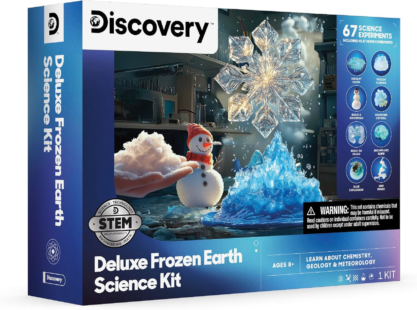 Discovery™ Frozen Earth Science Kit – 67 Experiments STEM Chemistry Lab for Kids| Grow Crystals, Make Snow & Slime, Ice Explosions & More| Educational Learning Activity Toy| DIY STEM Set Gift| Ages 8+