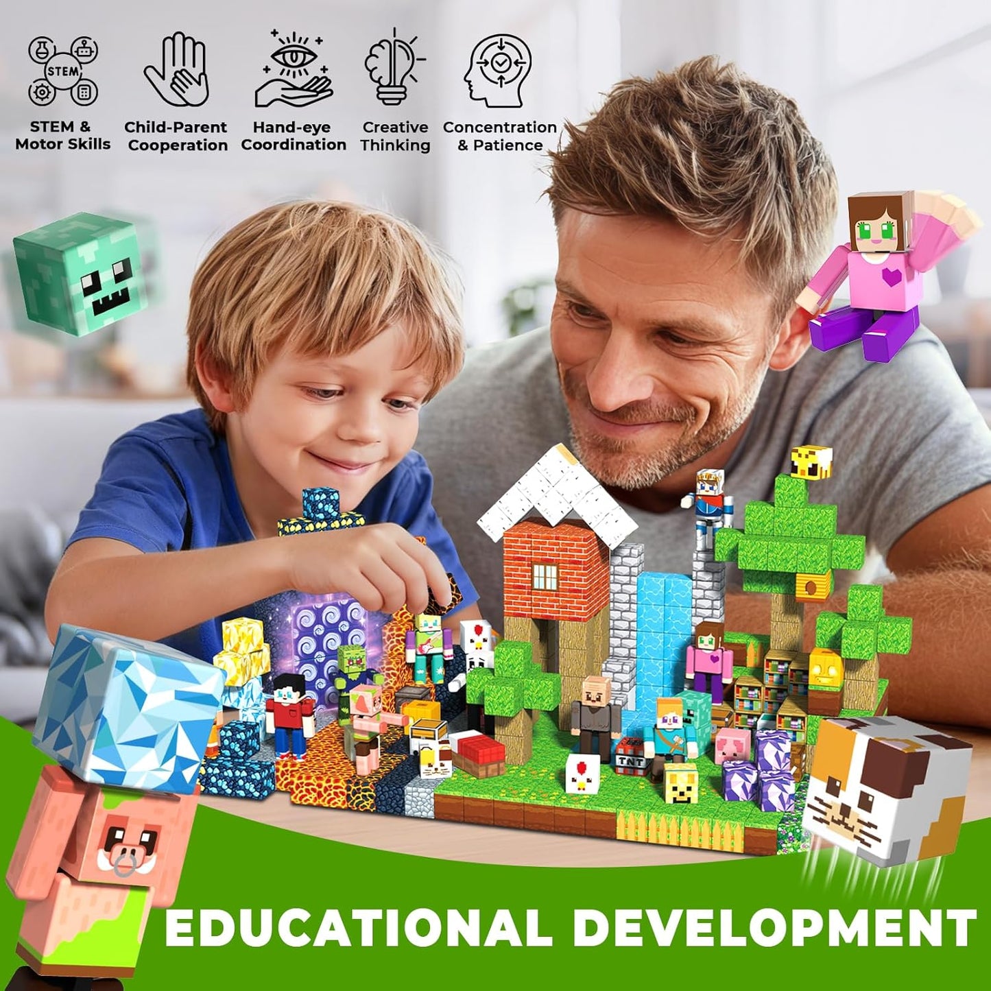 160 Pcs Magnetic Blocks - Magnetic Building Blocks for Kids Ages 4-8, Magnet Cubes Stacking Toy, Classroom STEM Toys, Birthday Gift for 3+ Year Old Boys Girls (Patent Pending)