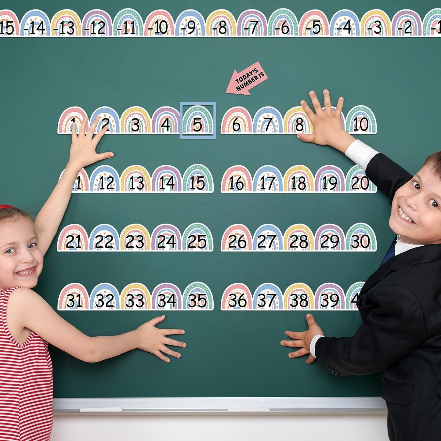 Number Line for Classroom Wall (-20 to +120) Boho Heart Shape Number Bulletin Board for Students Math Learning Boho Bulletin Border Decor Numbers Boarder Strips for Home School