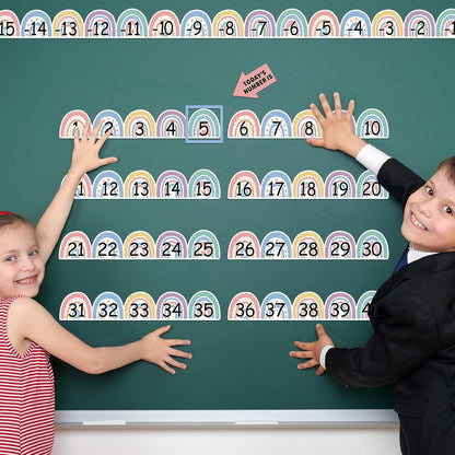 Number Line for Classroom Wall (-20 to +120) Boho Heart Shape Number Bulletin Board for Students Math Learning Boho Bulletin Border Decor Numbers Boarder Strips for Home School