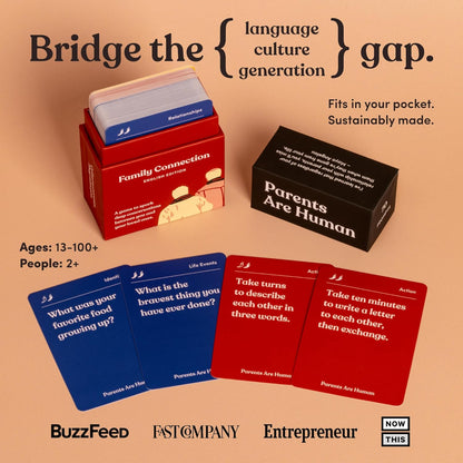 Parents Are Human, Relationship Cards, Get to Know Each Other Better, Parents, Families, Teens & Kids Relationship Building, Light & Deep Questions, 70 Questions & Activity Cards, English