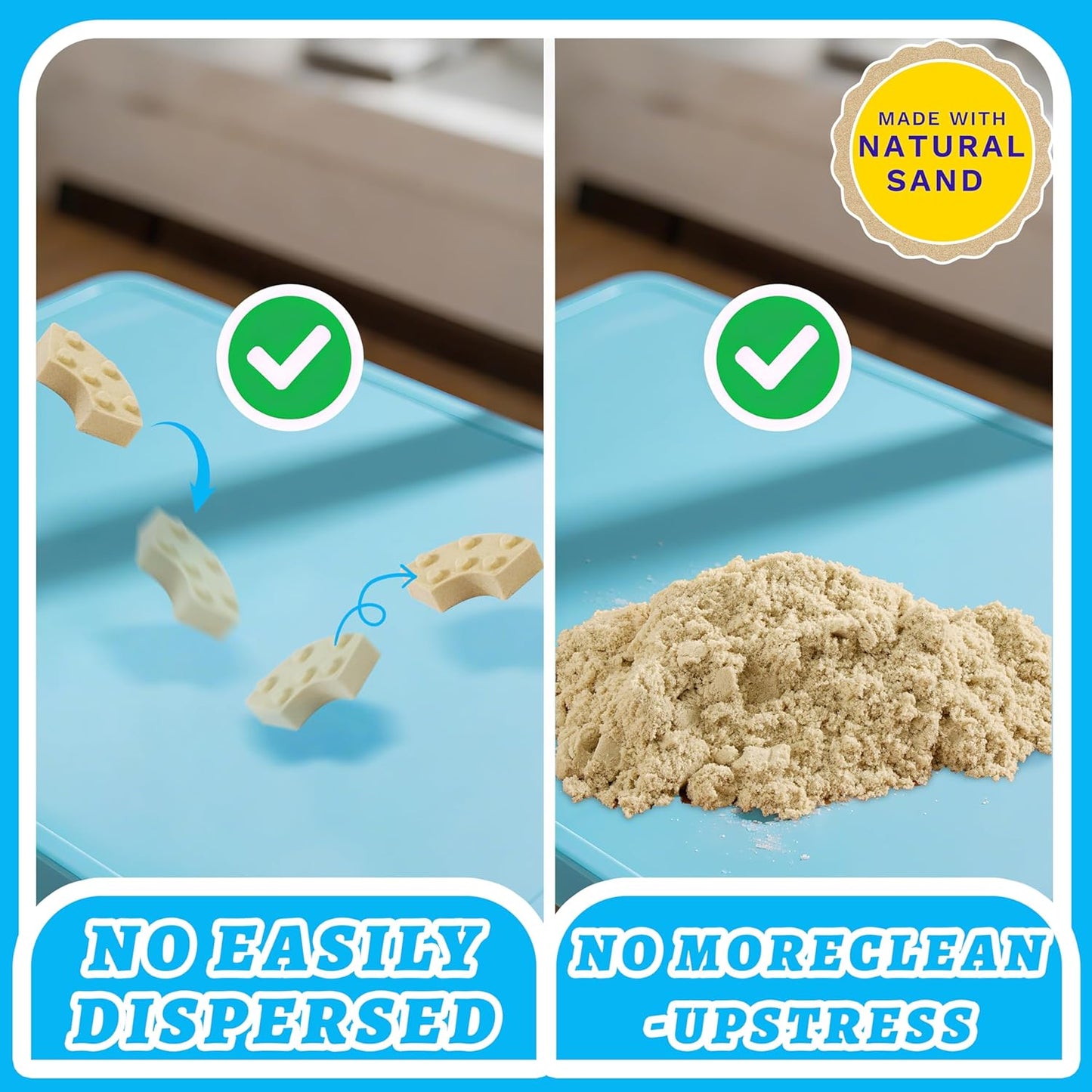 SIGHTEEDA Moldable Play Sand Kit for Kids 3-8 Years | 1.7 lbs Sensory Sand with 6 Tools & Molds | Mess-Free Indoor Sandbox Toys, STEM Learning Activities, Easy Clean Up