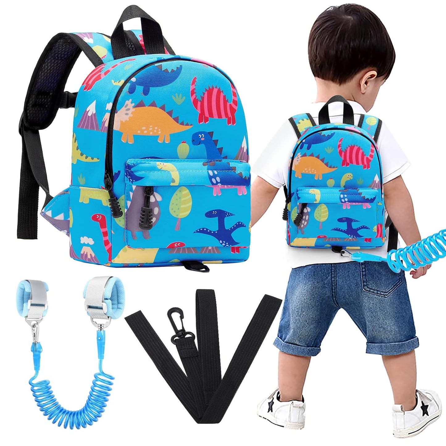Accmor Toddler Backpack Leash with Anti Lost Wrist Link, Cute Mini Child Walking Harnesses Keep Kids Close Back Pack Rope Tether Rein for Baby Boys (Pink/Unicorn)