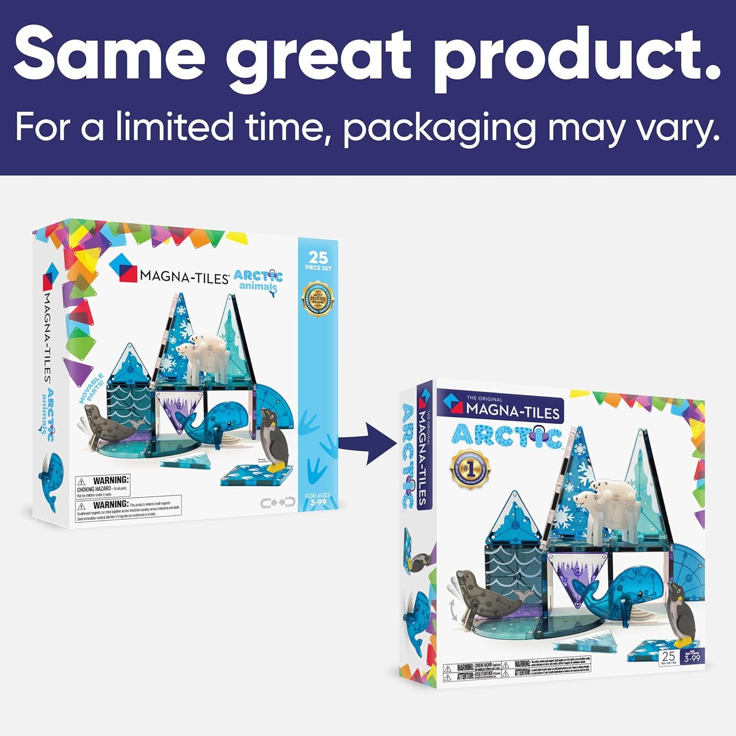 MAGNA-TILES Arctic Animals 25-Piece Magnetic Construction Set, The ORIGINAL Magnetic Building Brand