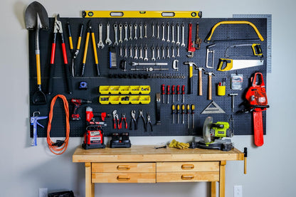 WallPeg Made in USA Pegboard Panels Garage Organization - Wall Storage Kit (PB-2 B) (2) ea - 24" x 16" Peg Board Tool Organizer Panel Set - Garage Organizer Kit