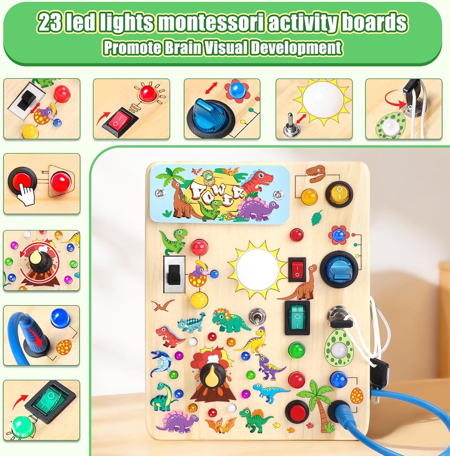 Konijiwa Busy Board - Montessori Toys for 1-3 Years Old Boys & Girls | Sensory Toys for Kids with Autism | Toddlers Learning Activity for Early Development (Busy Board v2)