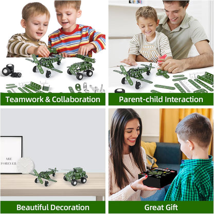 Ferthor Fun 7 in 1 STEM Toys,Creative Set for Boys Age 8-12,Learning Engineering Kids Building Blocks Model Kits,Metal Construction Toys for Kids 8 9 10 11 12+ Year Old(180PCS No Motor)
