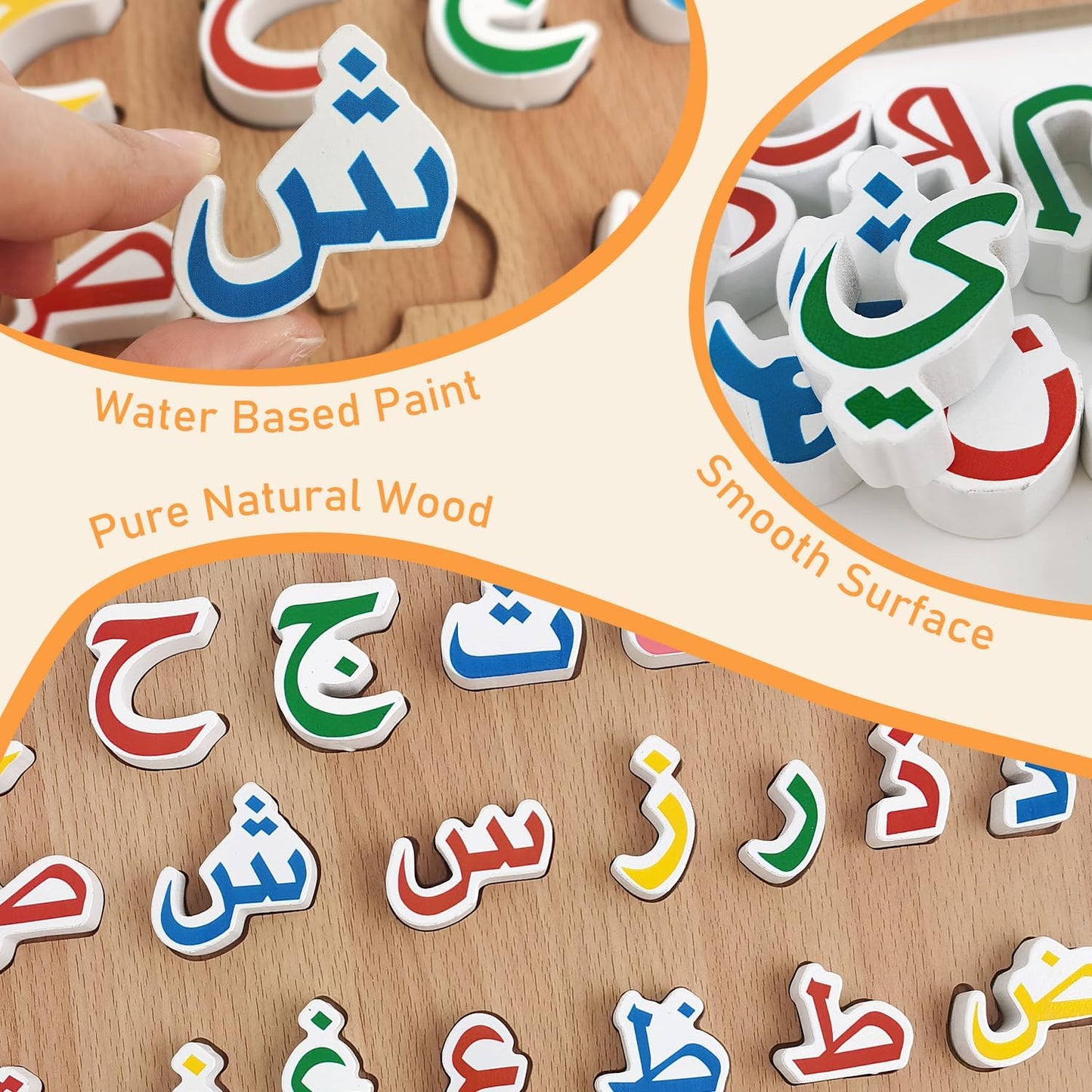 Arabic Alphabet Wooden Jigsaw Puzzle for Childrens, Toddlers, Kids Learning Arabic Alphabet Words Puzzle, Educational Arabic Learning for Kids, Childrens, Girls, Boys