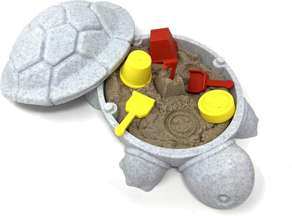Munnygrubbbers - Mini Desktop Turtle Sand Box - 6 x 6 in - Stress Relief - Includes Soft Moldable Play Sand and Mini Tool Accessories - Novelty Gift - Desktop Decor - Zen Garden - (Lavender)