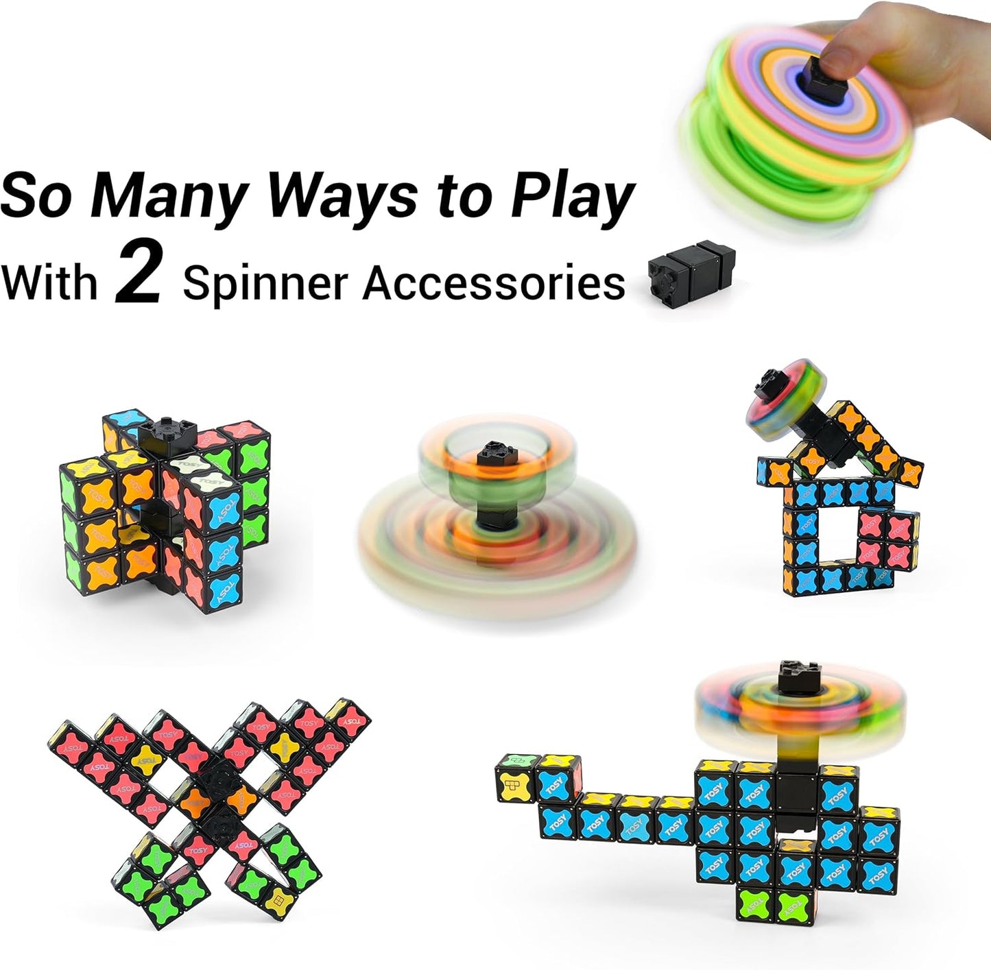 TOSY Magnet Cube 2x2 - 8 Blocks, 2in1 Toy: 2x2x2 Puzzle Cube and Customizable Infinity Cube, Easter Basket Stuffers Gifts for Kids/Grandkids, Glowing w/ UV Flashlight, STEM Toy, 2-Pack