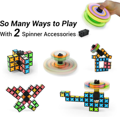 TOSY Magnet Cube 2x2 - 8 Blocks, 2in1 Toy: 2x2x2 Puzzle Cube and Customizable Infinity Cube, Easter Basket Stuffers Gifts for Kids/Grandkids, Glowing w/ UV Flashlight, STEM Toy, 2-Pack