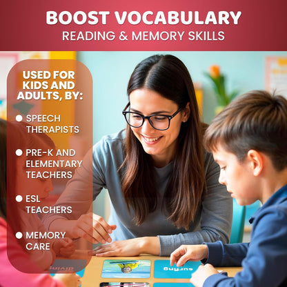 QUOKKA 104 Noun Flash Cards Set – Kids and Adults Vocabulary Builder for ABA Therapy, Early Childhood Education, and ESL Teaching – Picture Cards for Speech Therapy and Vocabulary Building Activities