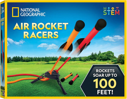 National Geographic Air Rocket Toy – Ultimate LED Rocket Launcher for Kids, Jump and Launch the Light Up, Air Powered, Foam Tipped Rockets up to 100 Feet
