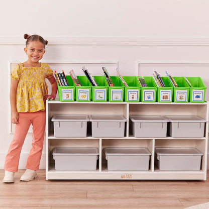 ECR4Kids Linking Plastic Storage Book Bin, Multipurpose Organization, Neon Purple, 10-Piece