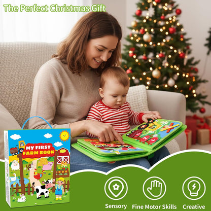 Farm Busy Book for Toddlers 1-3, Busy Board Montessori Toys for 1 Year Old Boys Girls Gifts, Educational Quiet Activity Book with Life Skills, Sensory Toys for Toddlers Baby