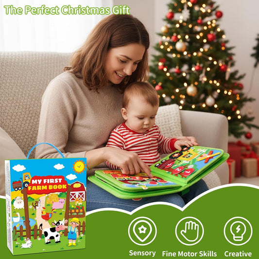Farm Busy Book for Toddlers 1-3, Busy Board Montessori Toys for 1 Year Old Boys Girls Gifts, Educational Quiet Activity Book with Life Skills, Sensory Toys for Toddlers Baby
