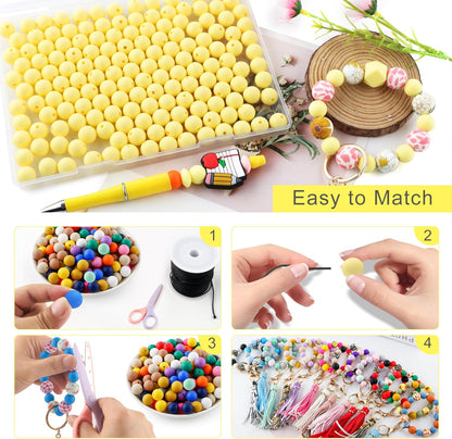 65Pcs 19mm Silicone Beads for Keychain Making Bracelet Necklace, Bulk Round Silicone Beads for Pens（Christmas Green） - Colors B