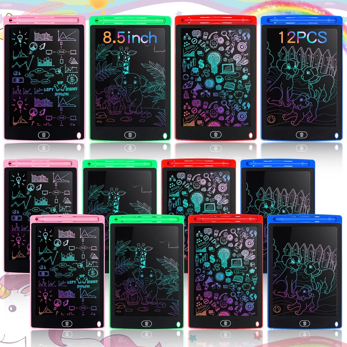 Tinlade 12 Pack LCD Writing Tablets for Kids Party Favors Games, 8.5 Inch Educational Learning Bulk Toys Gifts Erasable Doodle Boards Portable Electronic Drawing Pads for Toddlers 4-8 School Birthday