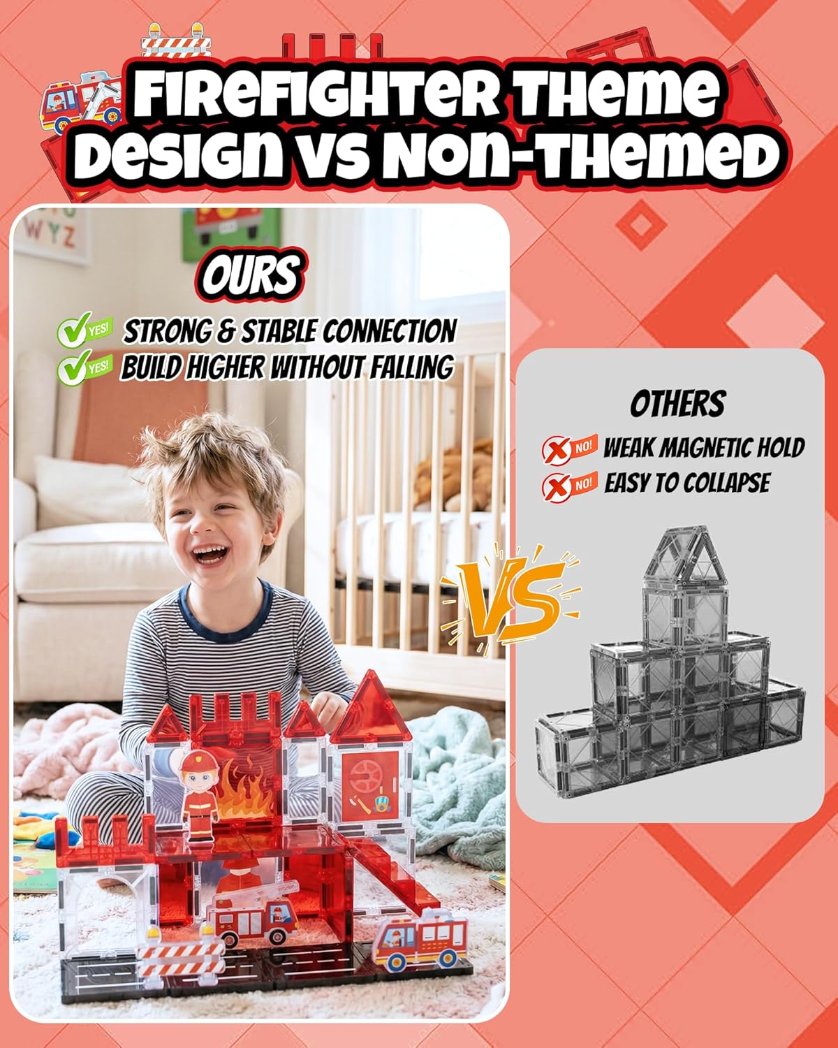 Magnetic Tiles for Kids, Construction Magnetic Building Blocks,37pcs STEM Educational Magnet Toys, Ideal Gift for Boys & Girls for Christmas & Birthday