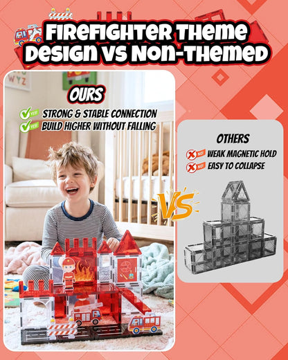 Magnetic Tiles for Kids, Construction Magnetic Building Blocks,37pcs STEM Educational Magnet Toys, Ideal Gift for Boys & Girls for Christmas & Birthday