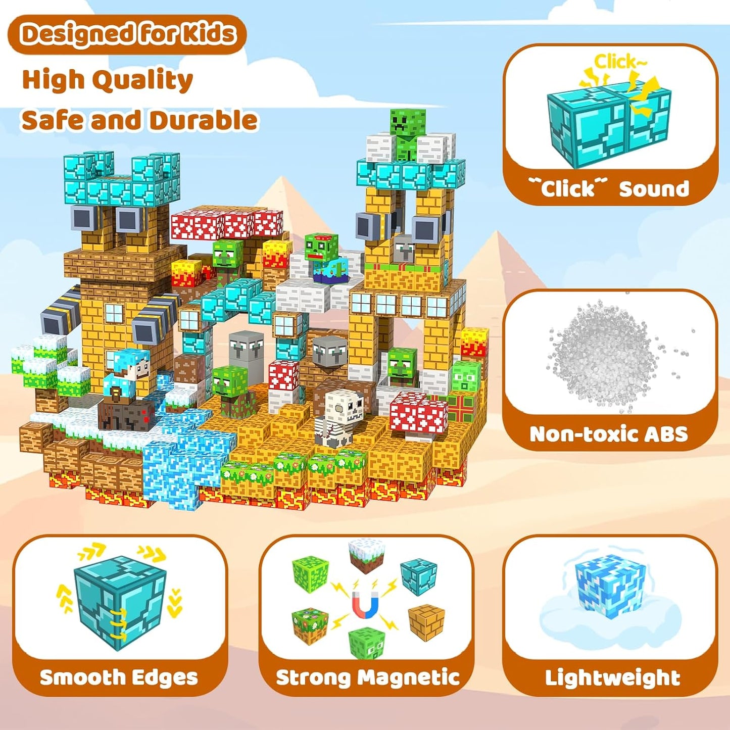 Magnetic Blocks Toys for Kids, 100 PCS Building Blocks Cubes, Stacking Magnetic Tiles Toys for Kids Toddlers Boys Girls Ages 3 4 5 6 7 8-12 Birthday Gifts Party Supplies (Underworld)
