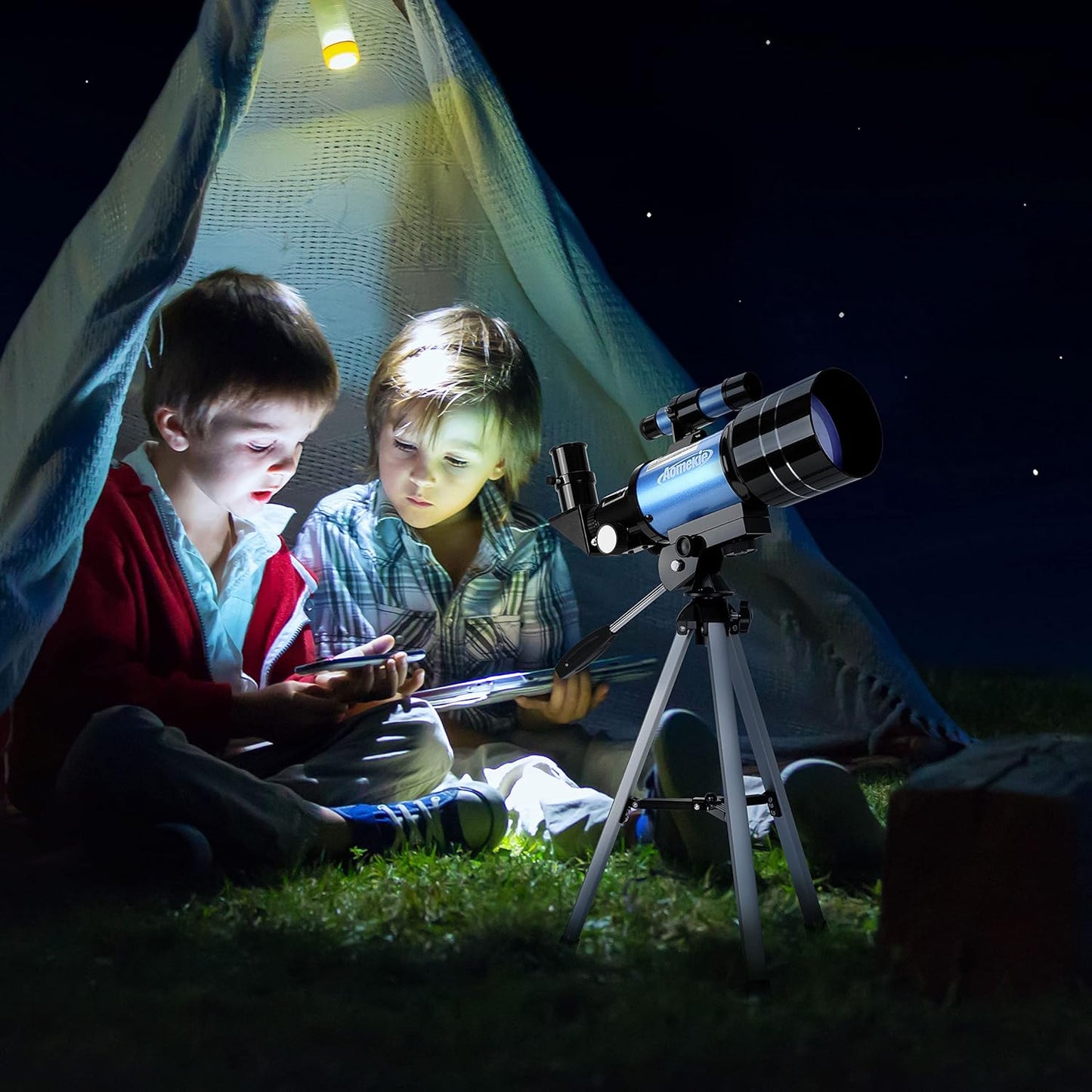 AOMEKIE 40/400 Portable Telescopes with Tabletop Tripod 2 Eyepieces for Kids and Astronomy Beginners with Finderscope and Compass,Space,Gifts(32, x)