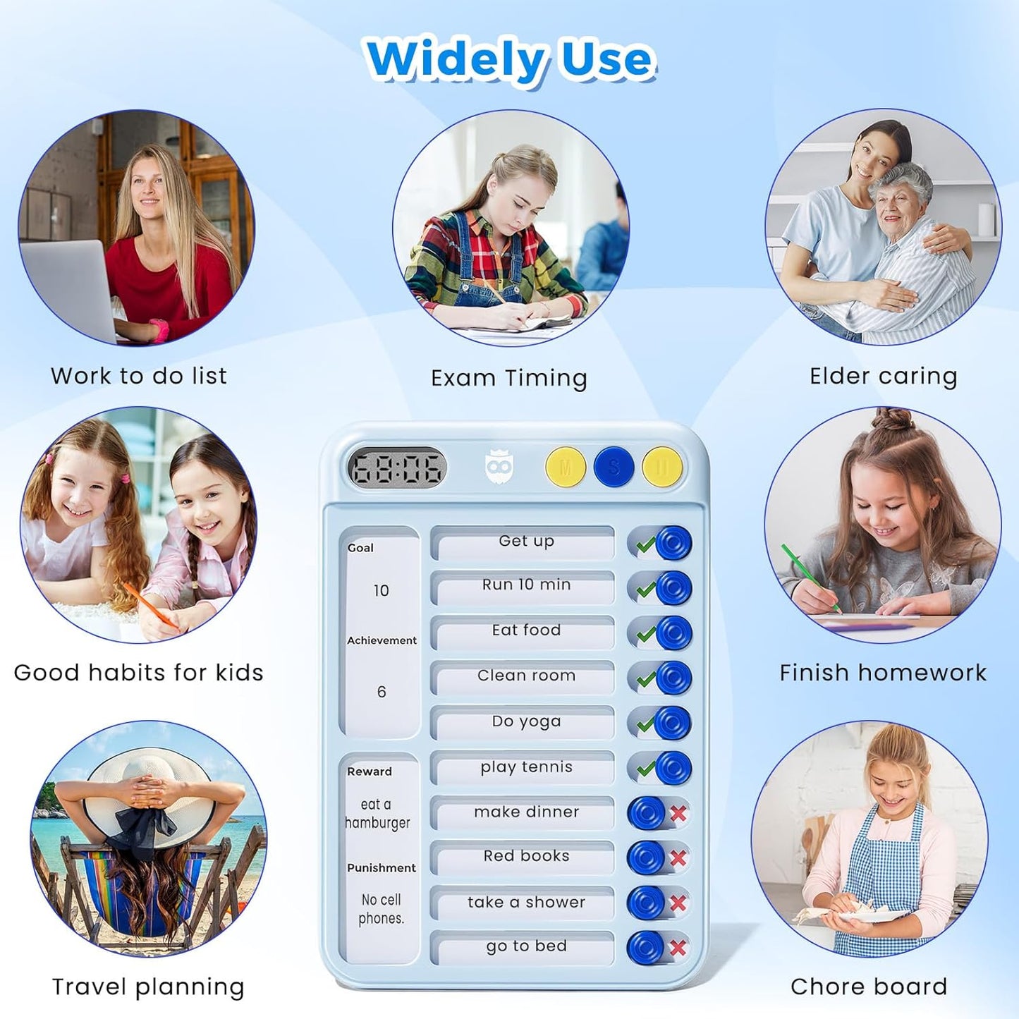 Magnetic Chore Chart for Kids, ADHD Tools for Kids to Do List Checklist Task Board Routine Chart Visual Schedule for Fridge with 10 Sliders and Magnetic Marker - White