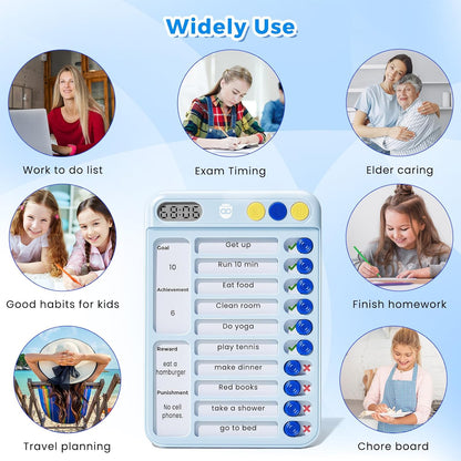 Magnetic Chore Chart for Kids, ADHD Tools for Kids to Do List Checklist Task Board Routine Chart Visual Schedule for Fridge with 10 Sliders and Magnetic Marker - White