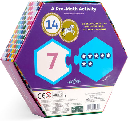 eeBoo Hexagon Puzzle Pairs - Rhyming Words, 33 Self-Correcting Pairs, Match Sounds to Images, Pre-Reading Activity for Preschool Kids Ages 3 and up