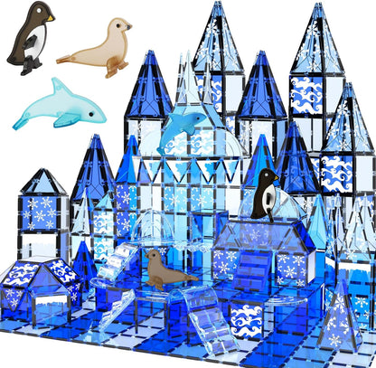 TOY Life 38 Pcs Magnetic Tiles Animals for Toddlers 3-5 Magnet Blocks for Kids Ages 4-8 STEM Magnet Tile Toys Building Tiles Set Christmas Birthday Gift for Boys and Girls