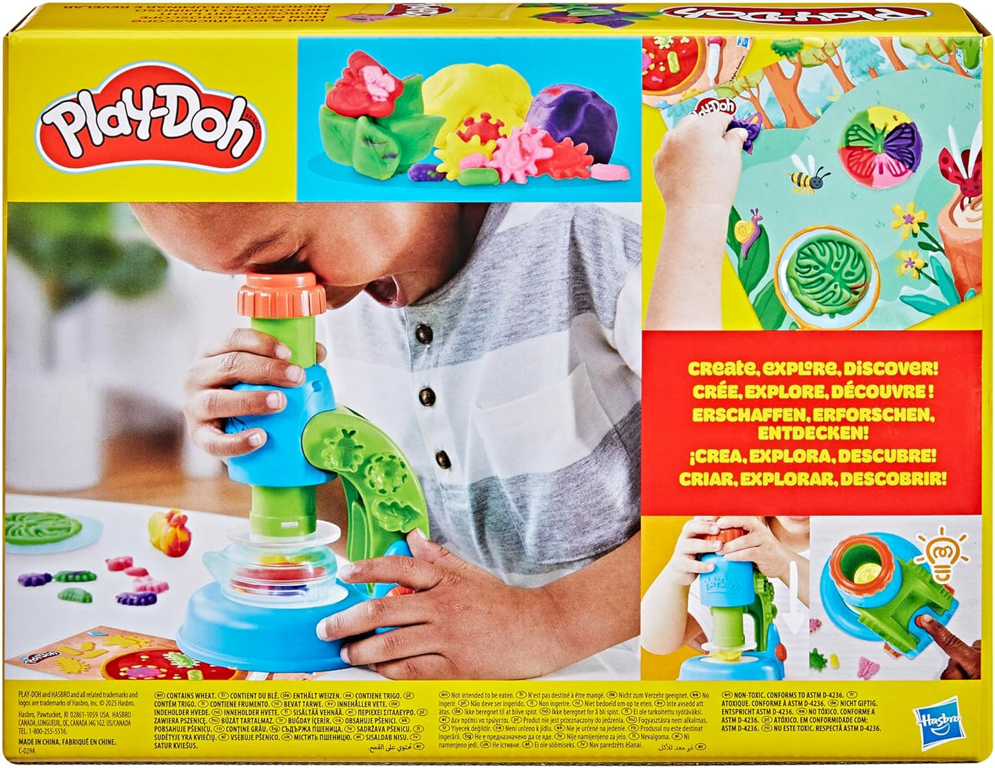 Play-Doh Light & Look Microscope for Kids, Electronic Preschool Toys for Girls & Boys, 9 Accessories & 5 Colors, Back to School Gifts, Ages 3+