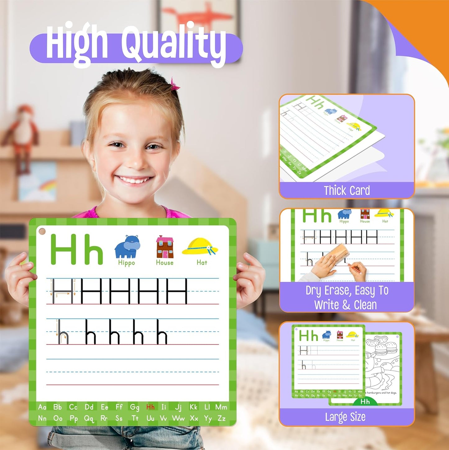 36 PCS Handwriting Drawing Practice Cards, Alphabet & Numbers Write and Wipe Tracing Flashcards Double-Sided Dry Erase Painting Coloring Cards Early Learning Montessori Toy for Toddlers, Preschoolers