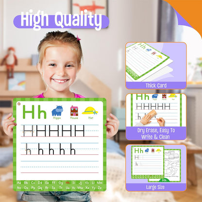 36 PCS Handwriting Drawing Practice Cards, Alphabet & Numbers Write and Wipe Tracing Flashcards Double-Sided Dry Erase Painting Coloring Cards Early Learning Montessori Toy for Toddlers, Preschoolers