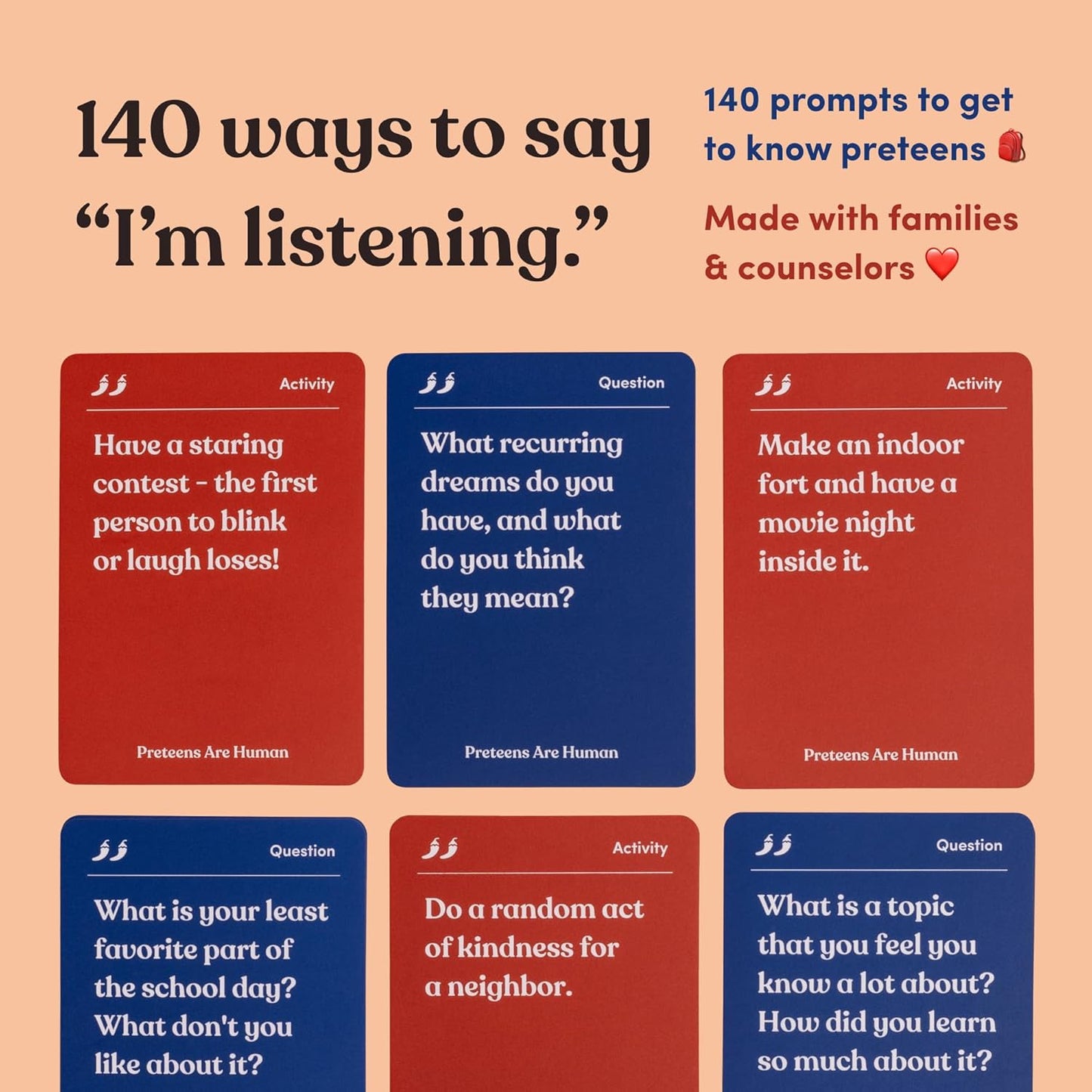 Children are Human | 140 Conversation Cards to Help Bond with Kids | Card Game for Elementary School Children | Designed by Experts for Grades 2-5 | Ages 7-10+