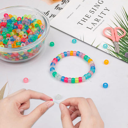 Auvoua 1000Pcs Pony Beads Bracelet 9mm Yellow Plastic Barrel Pony Beads for Necklace,Hair Beads for Braids,Key Chain,Jewelry Making (Yellow)
