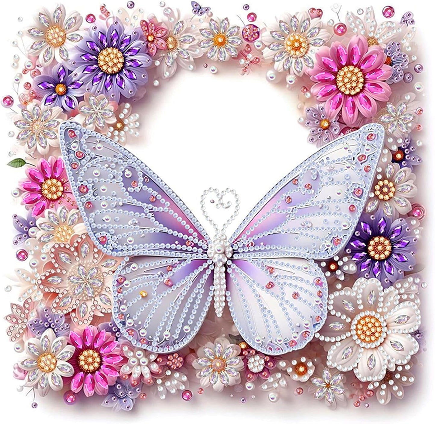 POETRYDRAW Pink Butterfly Special Shaped 5D DIY Partial Drill Diamond Art Painting Kit 30x30cm (Butterfly-1)