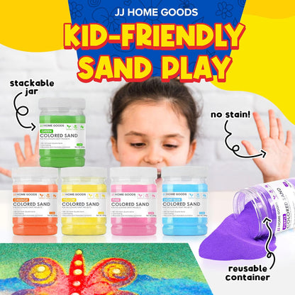 JJ CARE Sand Art Bottles [12 Wave-Shaped Sand Bottles + 6 Small & 6 Large Funnels] Craft Sand Art Kit for Kids 3 Years Above, Non-Toxic Rangoli Color Art Bulk